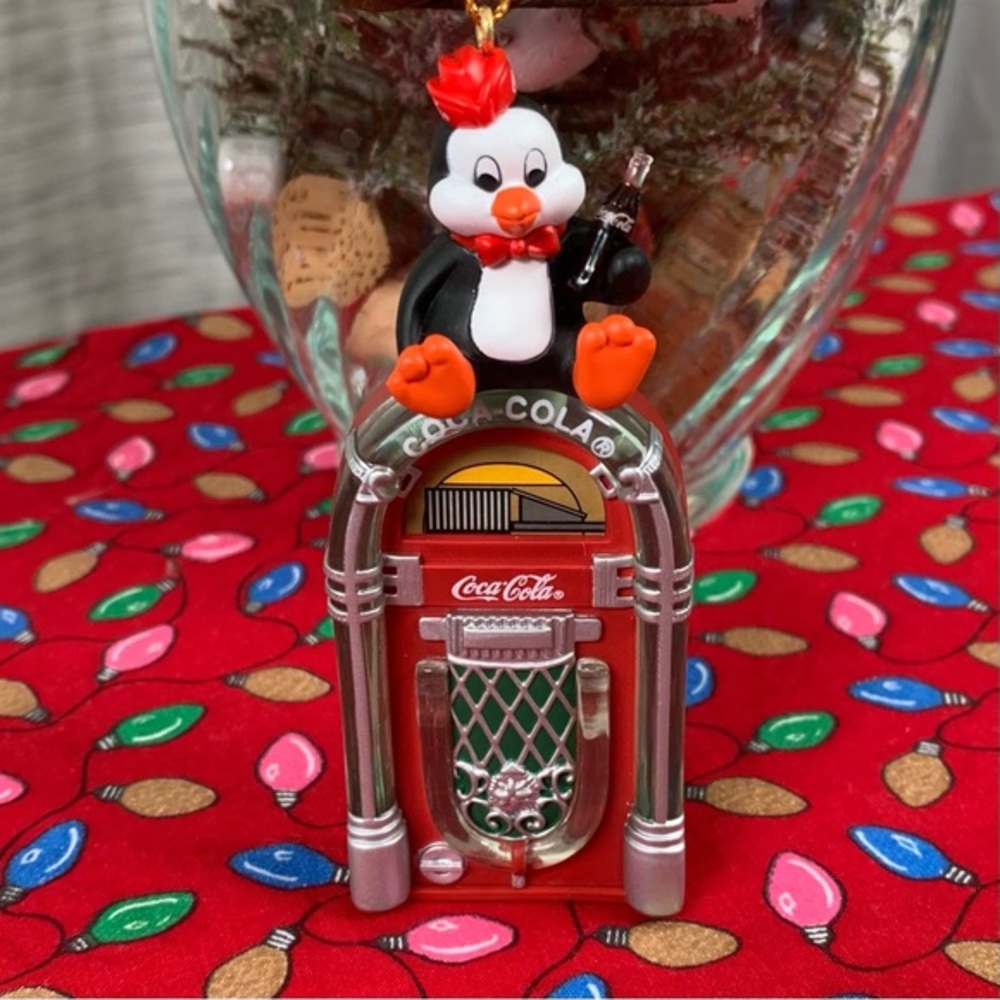 Coca-Cola and Penguin Christmas Ornaments.